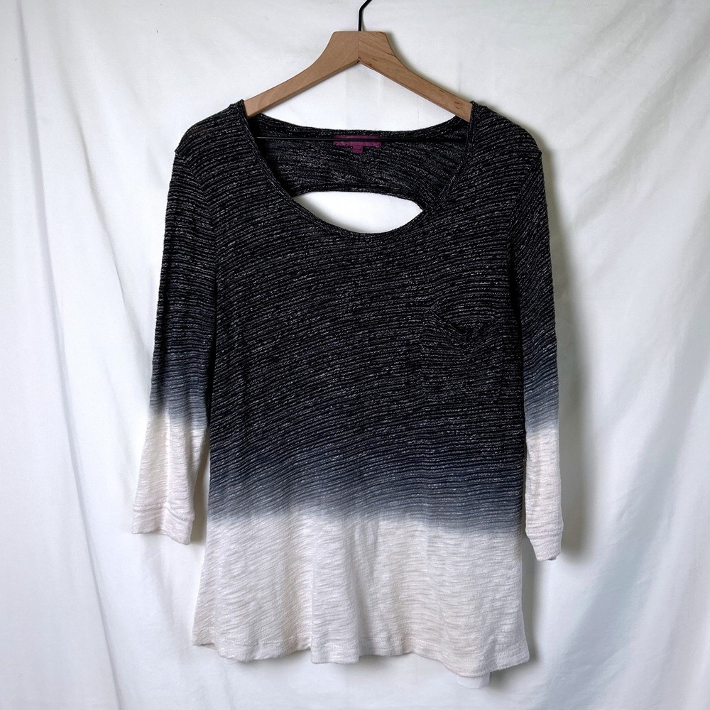 Z by Zobha Women Sheer Top Black White Ombre Size XL Athleisure Loungewear Boho